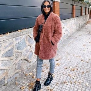 ZARA Blogger's Fav. Teddy Dusty Pink Coat